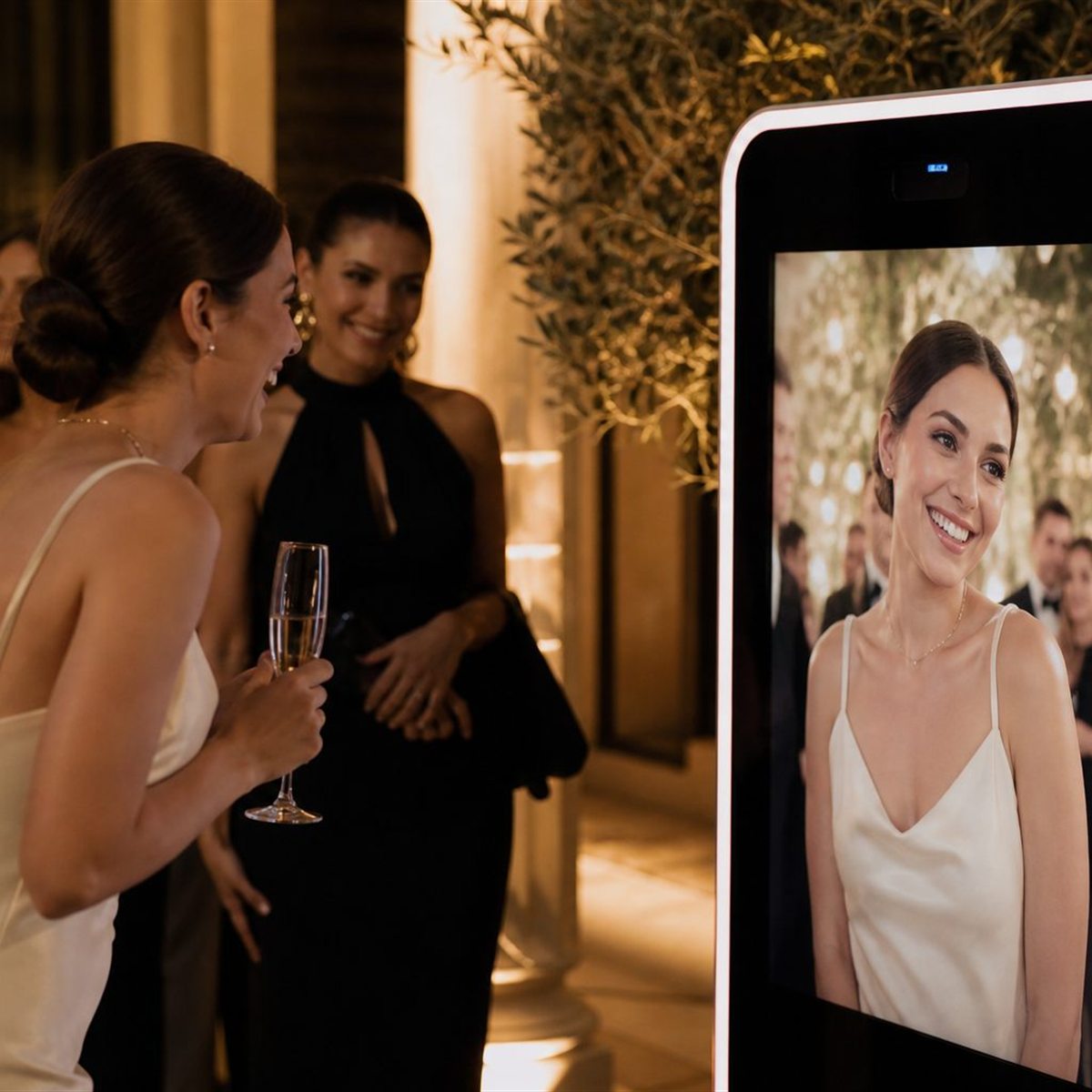 GLAS Event activation with guests at a smart mirror