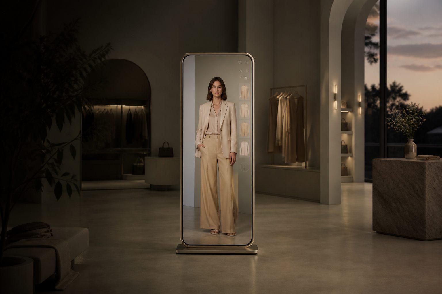 A GLAS Studio Mirror deployed in a luxury boutique