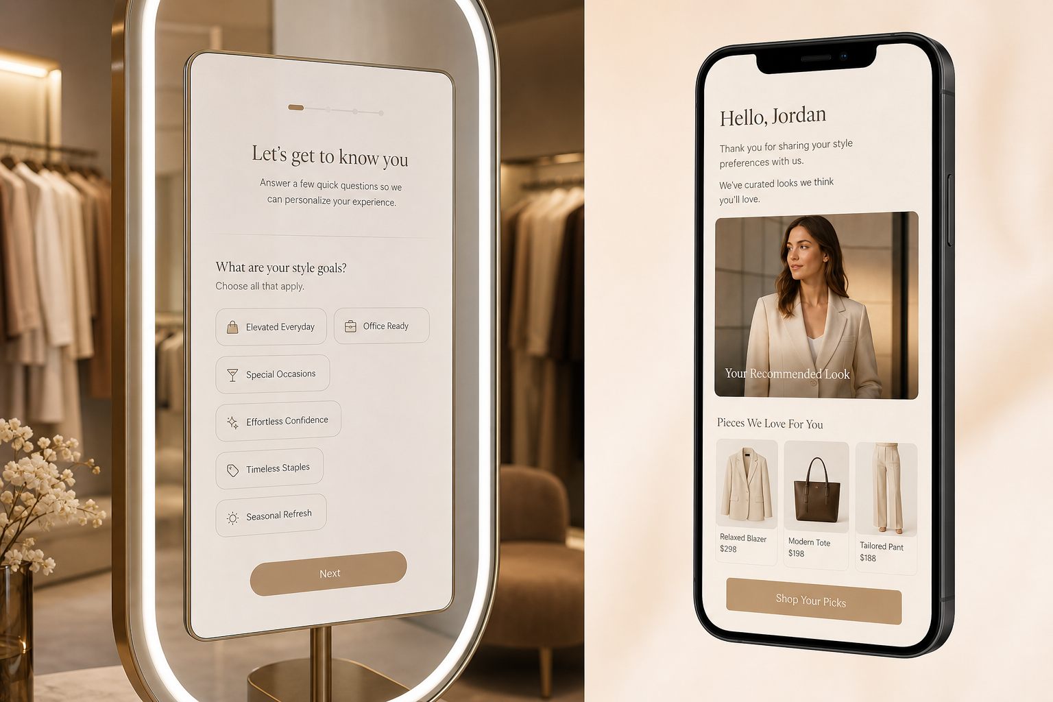 GLAS Smart Results: intake survey on the mirror and personalized email recommendations